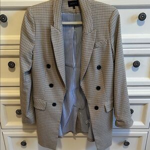 1.  STATE PROFESSIONAL women’s Checkered Blazer, Black, gold, blue and White.Sz6